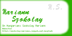 mariann szokolay business card